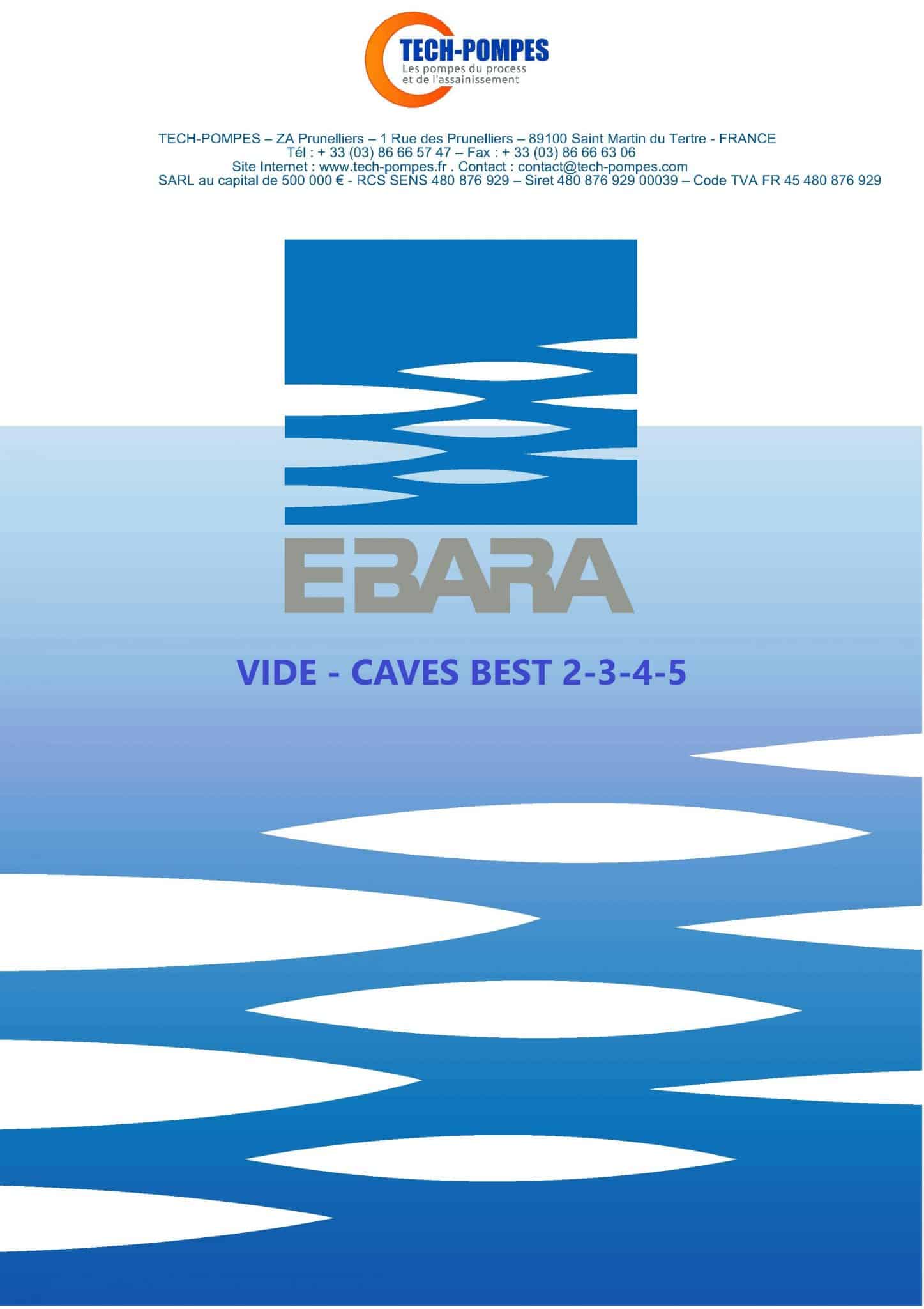 EBARA Documentation pompe vide-Cave BEST 2-3-4-5